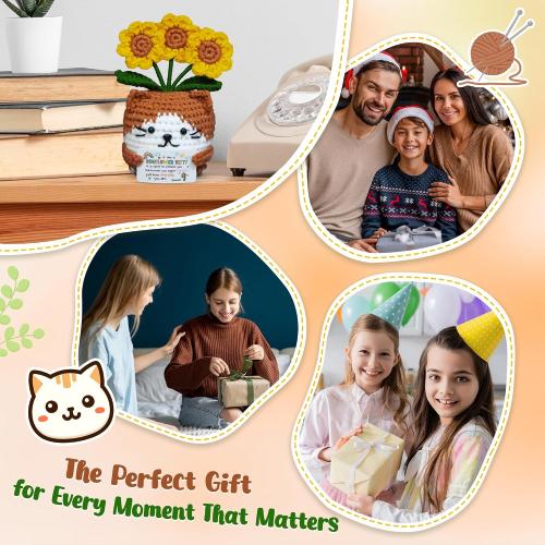 OASSIE Back to School Gifts for Kids Teens - Positive Crochet Sunflower Cat