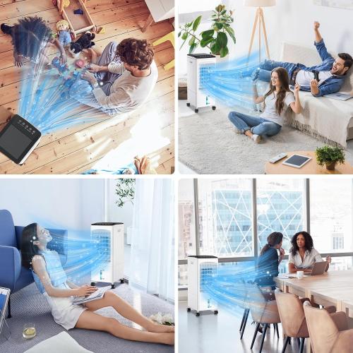 Portable Air Conditioners, Portable AC Unit, Evaporative Air Cooler w/1.6 Gal Water Tank, 3 Speeds, 60°Oscillation, Windowless Air Conditioner w/7.5H Timer, Swamp Cooler for Room Home Office