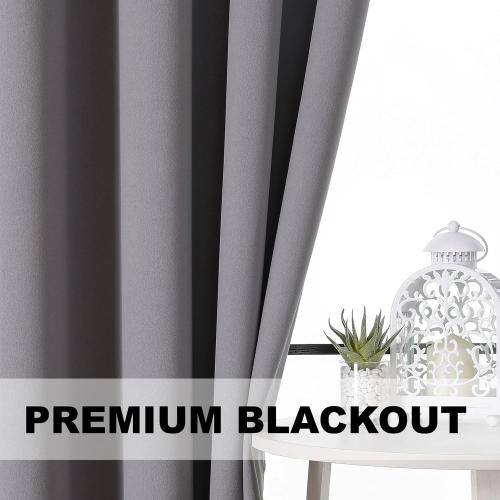 Grommet Blackout Curtains for Bedroom and Living Room - 2 Panels Set Thermal Insulated Room Darkening Curtains (Charcoal, 52W x 84L)