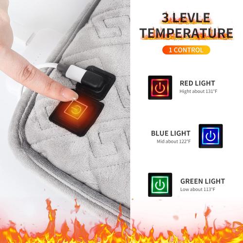 Heated Seat Cushion,Office Chair Cushions Butt Pillow for Long Sitting,Non-Slip Sciatica & Back Coccyx Cushion for Tailbone Pain Relief Heated Chair Pad,Seat Warmer for Home Seat Cushion-Grey