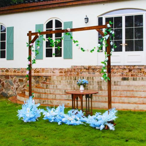 7.3FT Wooden Wedding Arch Stand Square Wood Arch Wedding Arbor for Ceremony Party Proposal Scene Garden