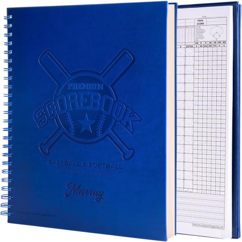 Blue Murray Sporting Goods Premium Baseball Softball Scorebook - 60 Games | Stats Score Keeper Book for Adult & Youth Baseball/Softball
