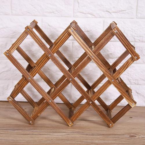 Wood Wine Rack 10 Bottles Capacity, Foldable Organizer Display Shelf for Kitchen, Dining Room, Living Room or Wine Cellar with Accordion Design, Elegant and Convenience