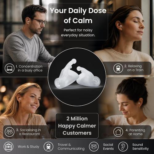 Flare Calmer Extra (Standard) | Earplug Alternative with -10 dB Sound Reduction | Stress Relief from Everyday Noise | No Muffling | Soft Silicone Ear Tool
