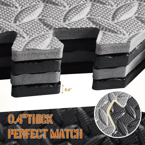 GREY GWT Puzzle Exercise Mat, EVA Foam Interlocking Floor Tiles for Home Gym, Workout Equipment, Treadmill, Protective Flooring, Fit Tile 48 SQ FT (12 Pcs)