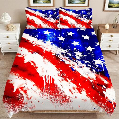 American Flag Bedding Set 3 Pieces Soft Comforter Cover Twin Size with 2 Pillowcases 1 Duvet Cover for Men Women Bedroom