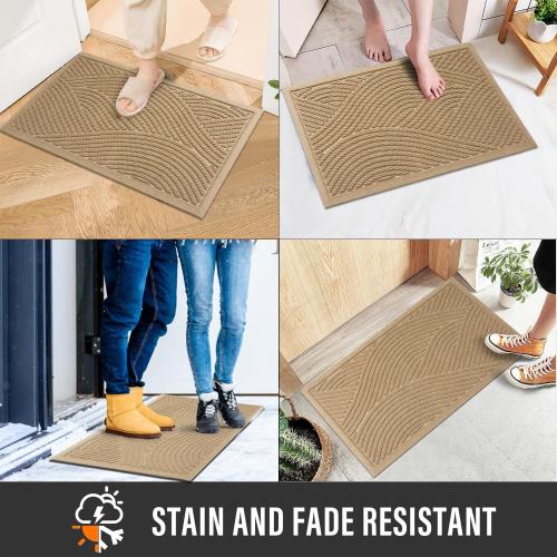 HIYARD Sturdy Front Door Mat, Absorbent Muddy Dirt Resist Welcome Door Mats Outdoor Indoor, Stain and Fade Resistant, Non-Slip Backing Entry Mat Low Profile Doormat for Entryway, 29×17, Beige‼️good condition no stains light dirt‼️