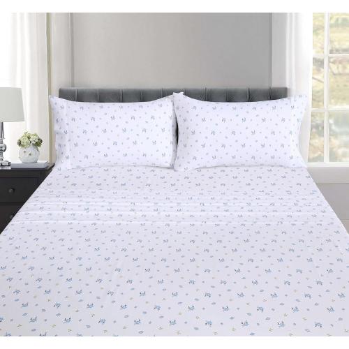 RUVANTI 100% Cotton Sheets Queen Size Set, 4 Pieces, Soft & Breathable Percale Weave Bedding, Deep Pocket 16, Hotel Standard, Crisp Cool Feeling, Durable, Perfect Floral Bed Sheet, Phulkari