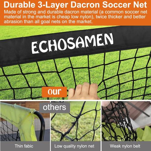Kids Soccer Goals for Backyard, 2 of 6 x 4 ft Kids Soccer Goal Set Soccer Net with 10 Soccer Cones, Agility Ladder & Carry Bag, Portable Soccer Training Equipment.