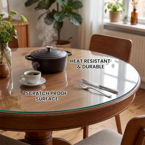 36 Tempered Glass Table Top Round Transparent Table Surface 1/4'' Thick Pencil Polished Edge Multipurpose for Dining, Coffee, Restaurant and End Table (36 inch)