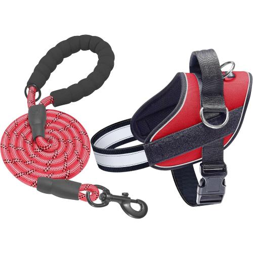 Haapaw Essential Dog Harness, No Pull Pet Vest with 3 Leash Clips, No Choke, Reflective, Adjustable and Padded, for Easy Walking and Training for Large Dogs(L, Red)