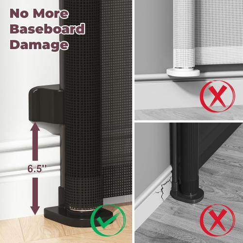 Retractable Baby Gates 2 Pack, 55 Wide Mesh Dog Gate Indoor, 34 Tall Gate for Stairs Doorways Hallways Deck, Child Pet Safety Gate for Indoor Outdoor Home Use, Black