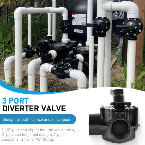 4715 3-Port 1.5 to 2-Inch Diverter Valve Replace Part for Jandy 1.5 Inch 3 Way Positive Seal Diverter Valve Compatible with Ground Pool, Tub & Spa System