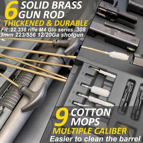 iunio Gun Cleaning Kit, Universal Gun Cleaning Kit for All Caliber Shotgun Pistol Rifle Cleaning Kit with Mat Portable Case