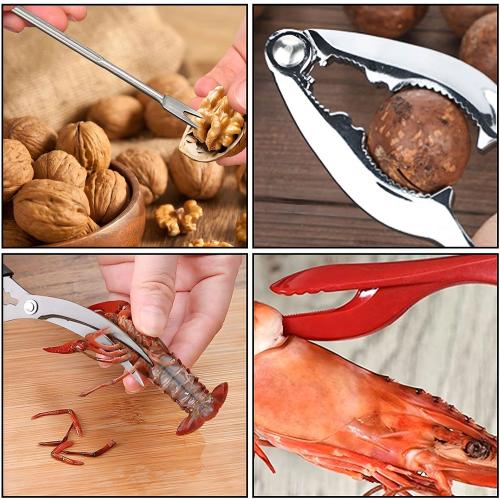 Stainless Steel Seafood Cracker Tool Set With Lobster Sheller,Crab Crackers Crab Leg Fork Seafood Scissors With Storage Bag,Lobster Tools (21)