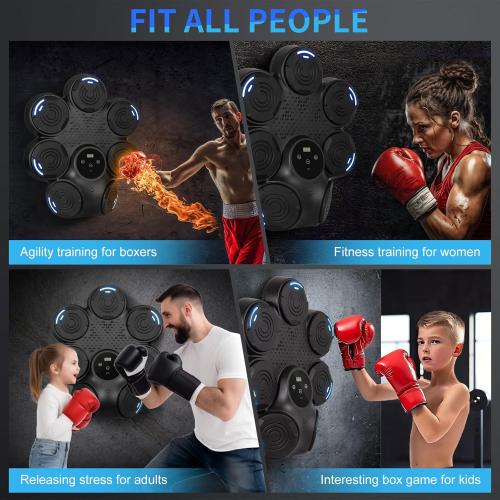 Smart Boxing Machine, 9 Speed-Modes Interactive Punching Trainer with Gloves, Music Boxing Machine Punching Equipment, Home Workout Boxing Target Machine with Wall Mounted