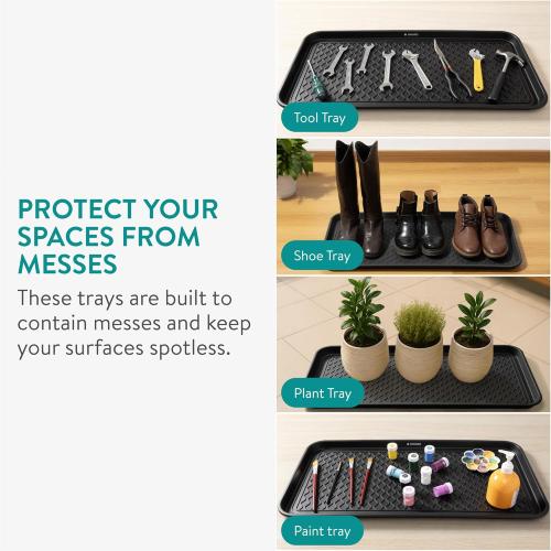 Navaris Set of 3 Shoe Drip Trays - Multi-Purpose Boot Tray for Rain Boots, Winter Boots, Sneakers - For Indoor and Outdoor Use in All Seasons - XL