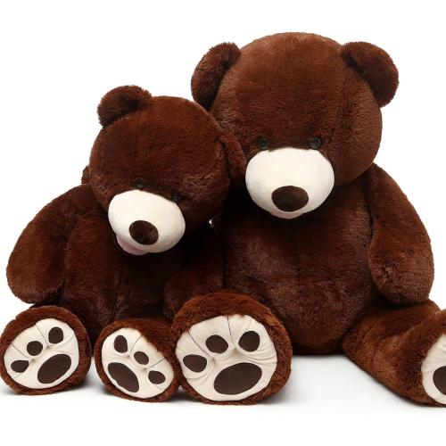 DOLDOA Giant Teddy Bear Plush Gift for Baby Shower, Life Size Stuffed Animal with Footprints, Dark Brown