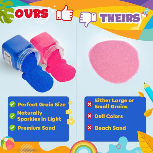 Sand for Sand Art [ 20 Colors: 15 lbs ] Colored Sands Bulk, Delightful Sands Art Fun for Crafts, Parties, Children, Nice Colorful Fun Sandy Crafts for Kids Age 3 , Non-Toxic, 20 Jars