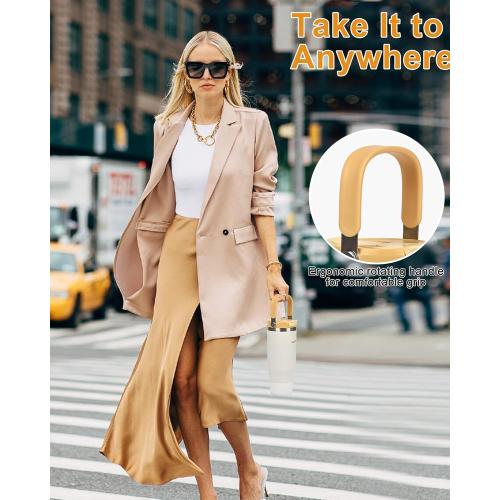 32 Oz Tumbler with Handle Vacuum Insulated Water Bottle Stainless Steel Tumbler Car Reusable Cup Cold for 12 Hours-Beige White