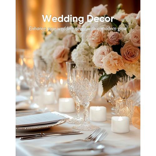 Homemory Cool White Flameless LED Tea Lights Candles, 200 Hour Battery Operated Fake Electric Votive TeaLights for Christmas, DIY Mood Lighting, Party, Holiday, Funeral, Home Decor, 24-Pack