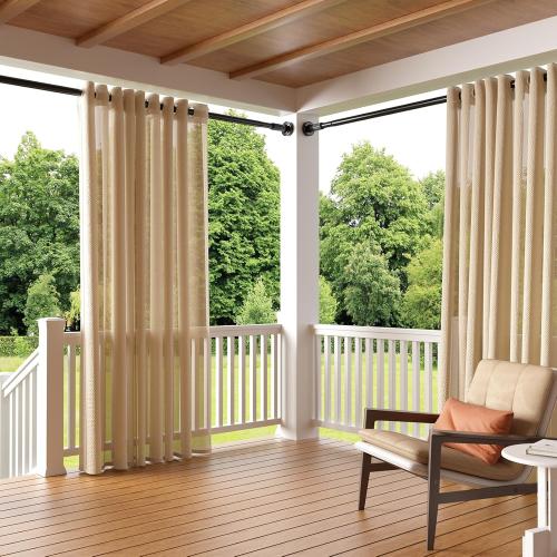 Tension Curtain Rod，40-166IN(3.33-13.83Ft) 2PCS One-Click Fast Extension Rod Easy to Install Black Long Outdoor Curtain Rods No Drilling Never Rust