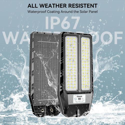 VOOJOY 5000W Solar Street Lights Outdoor, 7000K Solar Light Outdoor, 2 Pack