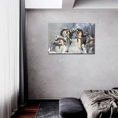 Christmas Wall Art Four Lovely Snowman Wall Art Winter Wall Painting Pictures Print On Canvas Art Picture for Living Room Home Modern Decoration
