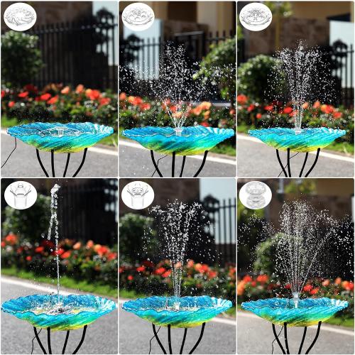 3.5W Solar Fountain Pump for Water Feature Outdoor DIY Solar Bird Bath Fountain with Multiple Nozzles, Solar Powered Water Fountain for Garden, Ponds, Fish Tank and Aquarium