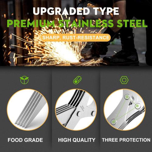 Fun Unique Kitchen Gadgets: Herb Scissors Set - Updated 2026 Cool Kitchen Tools for Cutting Fresh Garden Herbs - Sharp 5-Blade Shears with Cover, Anti-Rust Stainless Steel, Dishwasher Safe (Green)