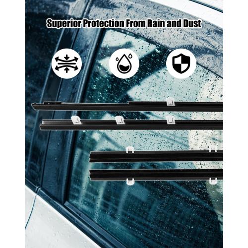 Car Window Belt Molding Trim Weatherstrip Seal Fit for Honda Odyssey 2009-2014 Door Window Outer Weather Stripping Sweep Felt Kit, 4Pcs