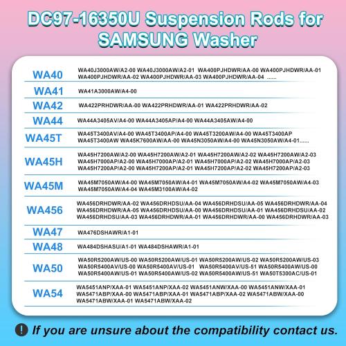 Upgraded DC97-16350U DC97-16350T Washer Suspension Rods for SAMSUNG WA50R5200AW/US, WA50R5400AV/US WA50R5400AW/US WA45T3200AW/A4 WA45H7000AW/A2 and WA45N3050AW/A4 Washing Machine（4pcs）