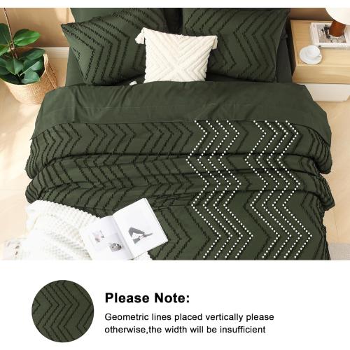 Litanika King Size Comforter Set with Sheets Dark Olive Green - 7 Pieces Bed in a Bag King Chevron Tufted Complete Bedding Sets with Comforter, Sheets, Pillowcases & Shams