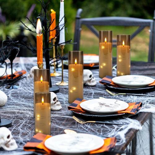 YOROXRG 24 Pack Halloween Decoration Flickering Flameless Candles, Battery Operated LED Candles for New Year, Home Decor, Parties, Wedding,Christmas(D2.2 x H 5 6 7) Grey