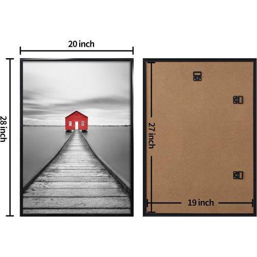 ELSKER&HOME 20x28 Frame, Picture Frame 3 Pack Black | Poster Frame 20x28 for Horizontal or Vertical Wall Mounting, Sturdy and Scratch-proof