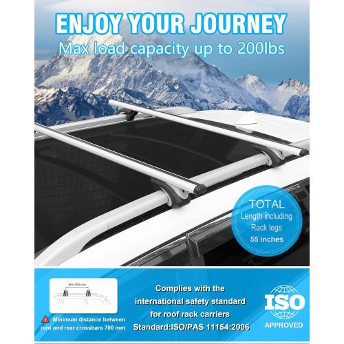 Car Roof Rack Cross Bars 55 Thick Aluminum Crossbars Universal Roof Rack Adjustable Roof Cross Bars with 200 lbs Load Capacity Fits Most Vehicles with Existing Raised Side Rails with Gap