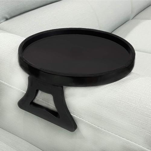 Black 9.8 Sofa Armrest Clip Table – No-Slip Couch Tray for Drinks, Snacks, Remote, Gamepads, Adjustable Armchair Table for Living Room, Bedroom, Dorm – Fits Most Armrests