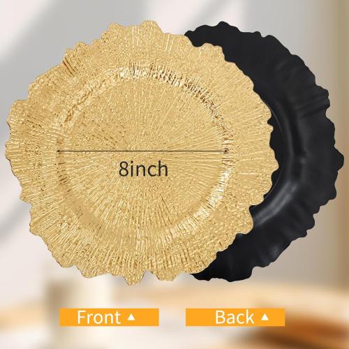 50 Pcs Gold Charger Plates Bulk, 13 Reef Plate Chargers for Dinner Plates, Plastic Floral Decorative Plates for Table Setting, Round Table Chargers for Wedding, Christmas, Party, Event, Decoration