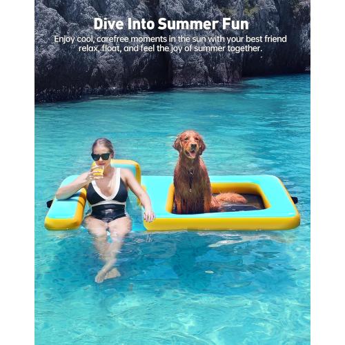 Innovative Inflatable Dog Pool Float with Seat – Durable PVC Water Raft for Adults & Dogs – Enjoy Water Fun Together – 242 lbs Capacity – Portable Floating Lounge