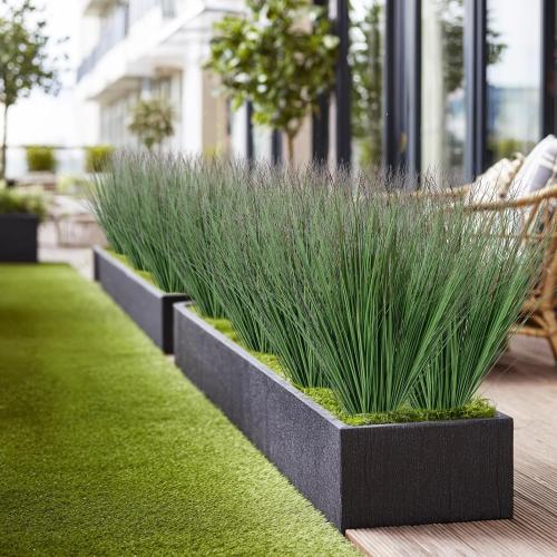 24 Bundles Artificial Grass Plants Outdoor 27.5in, Fake Tall Grass | UV Resistant, Faux Greenery Stems, Wheat Grass, Fake Bushes Shrubs Plant, For Patio Windows Box Garden Office Home Decor