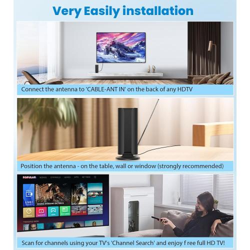 2026 TV Antenna for Smart TV, 5000  Miles Range Strongest Digital HD TV Antenna Indoor Ourdoor with Amplifier Signal Booster, Waterproof Design,8K 4K 1080p Support 360°,33.8FT Cable