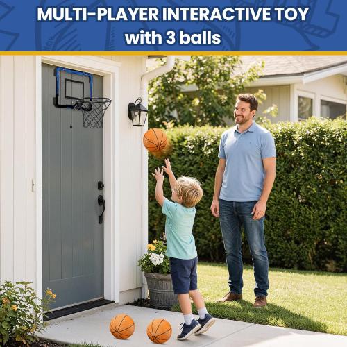 QDRAGON Mini Basketball Hoop, Over The Door Indoor, with 3 Balls/Inflator/Breakaway Rim, Basketball Toy Gifts for Kids and Adults, Suit for Bedroom/Office/Outdoor