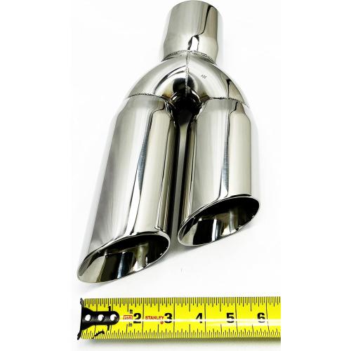 Exhaust Tip 2.5" Inlet Brand New Staggered 4" Outlet Slant Cut Dual Twin Round