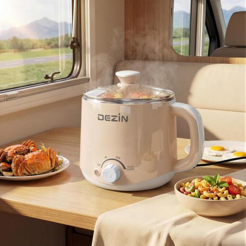 Dezin Electric Pot, 1.6L Ramen Cooker, Hot Pot Electric Stainless Steel, Multifunctional Cooker for Egg, Pasta, Soup, Porridge, Oatmeal with Temperature Control and Keep Warm Function