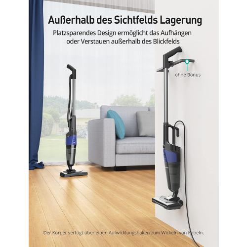 Corded Stick Vacuum Cleaner, Aspiron Small Vacuum Cleaner with 20kPa Powerful Suction & 0.88QT Dust Cup and 32ft Power Cord, 5-in-1 Handheld Lightweight Bagless vacuum cleaner carpet and floor for Pet