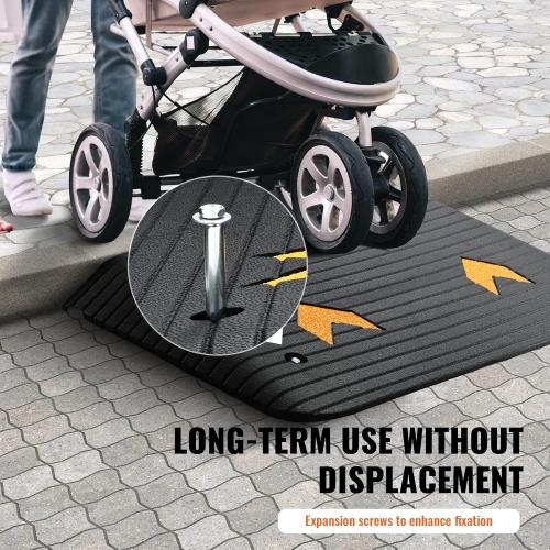 VEVOR  Rise Rubber Threshold Ramp, 35.5 Wide Wheelchair Ramp Doorway, Natural Curb Ramp, 33069Lbs Load Capacity, Non-Slip Textured Surface Rubber Curb Ramp for Wheelchair and Scooter