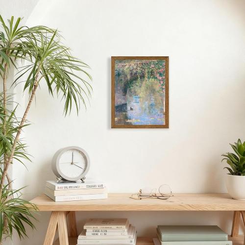 Wojuin Monet Impressionist Flower Arch Framed Canvas Wall Art 8x10 inches