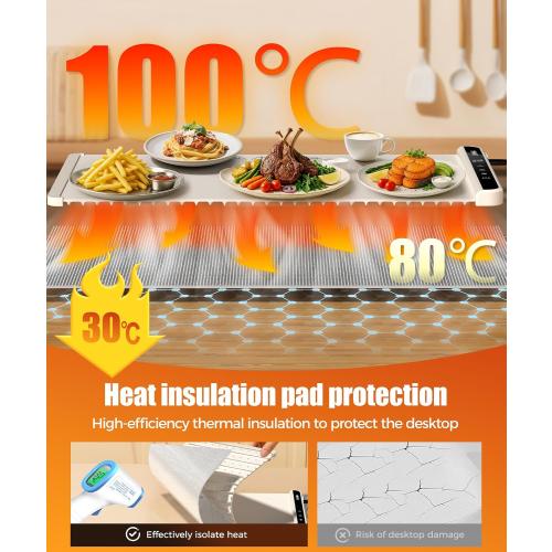 Warming Mat for Food, 6 Temperature & 6 Timer Settings,Food Warmer Chafing Dishes for Buffet,Gatherings,Parties,Everyday Use