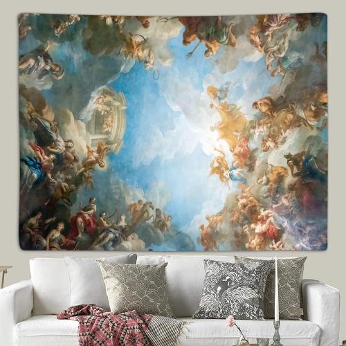 Sanzugh Retro Renaissance Tapestry, Vintage Greek Mythology Painting Art Ceiling Tapestries Wall Hanging for Bedroom College Dorm Living Room Office Decor 60X40, Unique Baroque Angel Poster Blanket