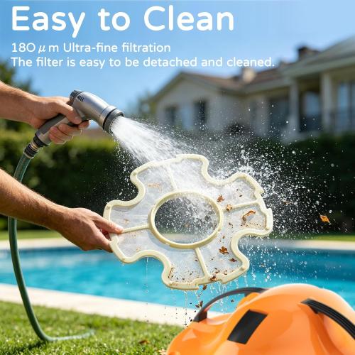 2026 New Cordless Robot Pool Vacuum, Automatic Pool Cleaner Robot with Dual-Motor, 130mins Runtime & Auto Parking Robotic Pool Vacuum for Above Ground Pool Up to 1100 Sq.Ft,JQR-V201,Orange ‼️comes with stains ‼️
